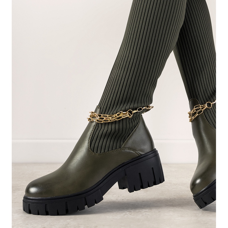 Grüne Stiefel mit Sockenoberteil Cheers 1