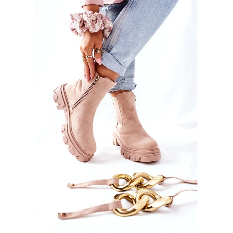 S.Barski Damen Warme Stiefel Jodhpurstiefel Beige Visione 1