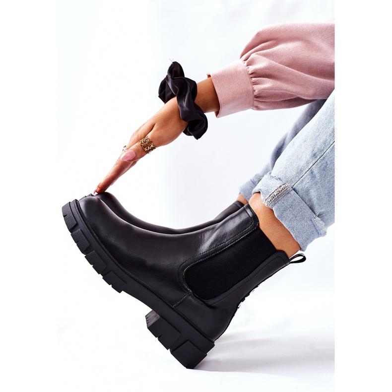 S.Barski Damen Schwarz Warme Stiefel Jodhpur Stiefel Roulette 1