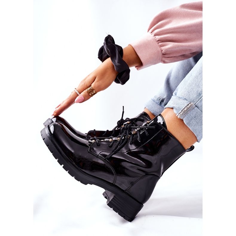 S.Barski Damen Stiefel Lackiert Schwarz Maniana 1