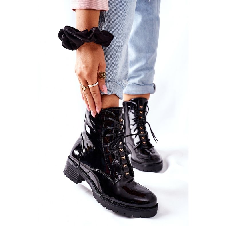 S.Barski Damen Stiefel Lackiert Schwarz Maniana 2