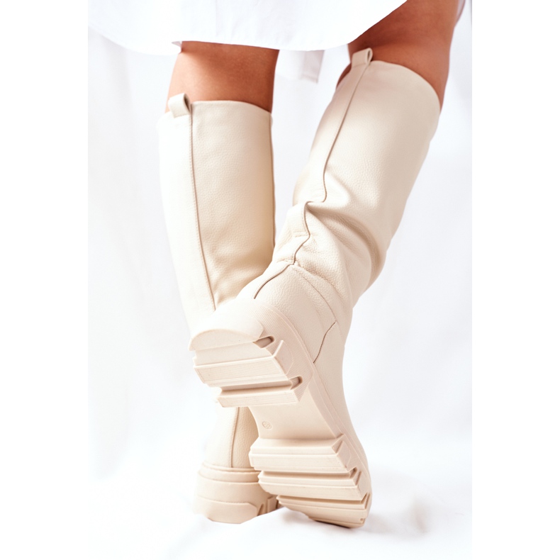 S.Barski Hohe Stiefel für Damen Beige Little Bit 1