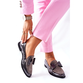 Damen Brogues Maciejka Lackierte Loafer Grau 04099-03 / 00-1 2