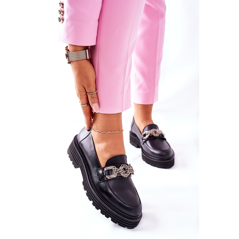 Damen Loafer Leder Loafer Schwarz Laura Messi 2383 2