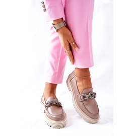 Damen Brogues Loafer Leder Dunkelbeige Laura Messi 2383 2