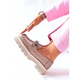 Damen Brogues Loafer Leder Dunkelbeige Laura Messi 2383 1