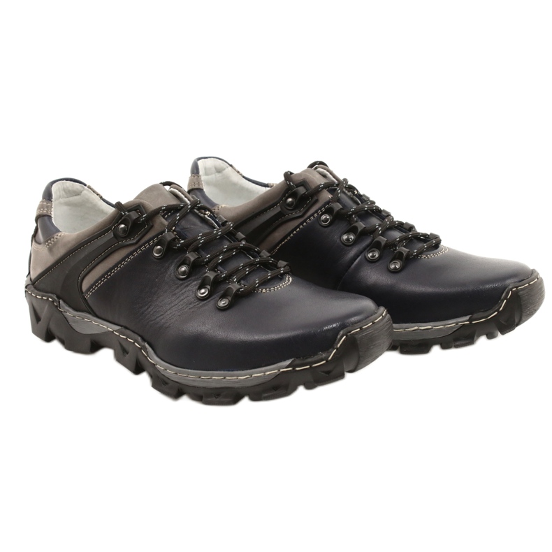 Bednarek Polish Shoes Herren Leder Wanderschuhe 116 marineblau grau 4
