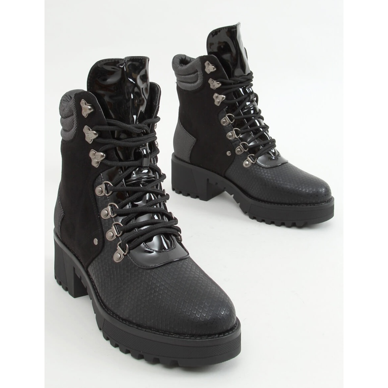 Schwarze Schnürboots DF3712 Schwarz 1
