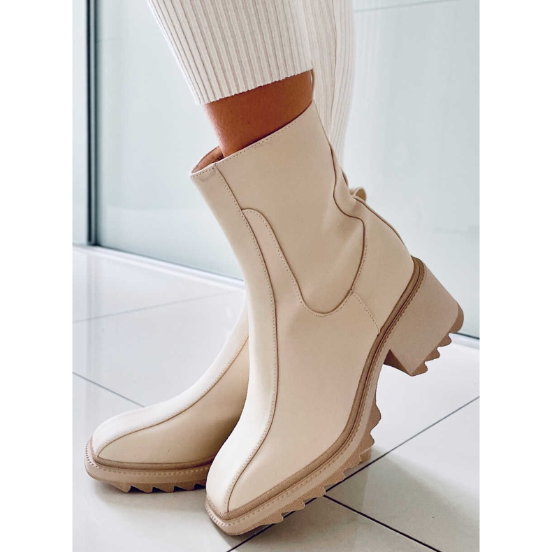 Creme Damenstiefel QT33P Beige 1