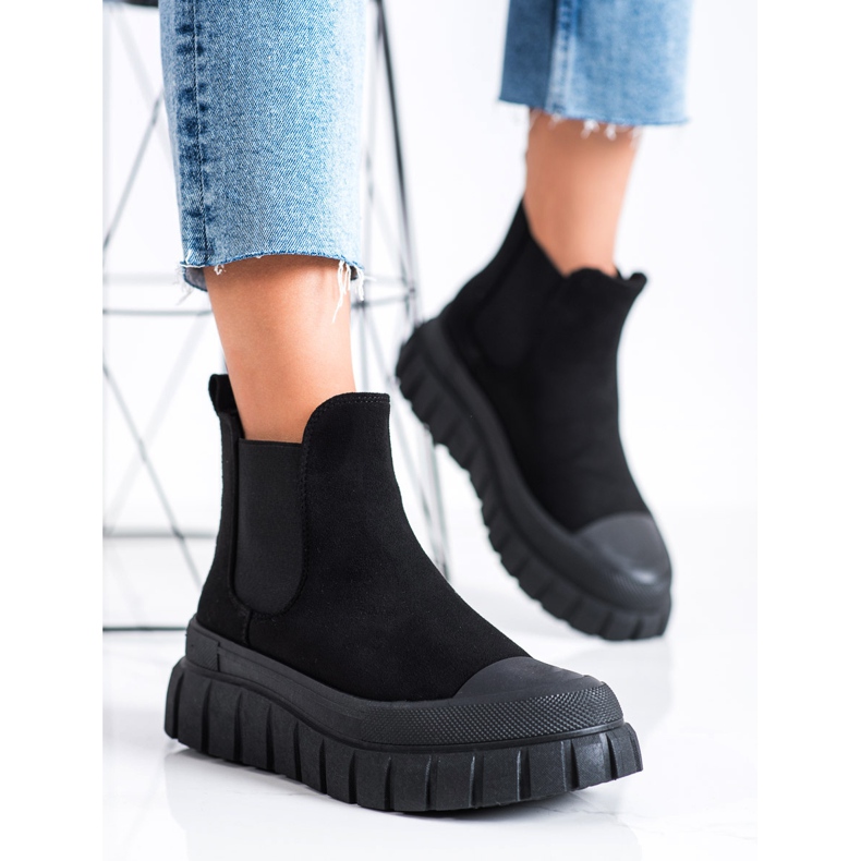 SHELOVET Modische Chelsea-Boots auf der Plattform schwarz 2