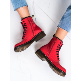 Queentina Modische lackierte Wanderschuhe rot 1