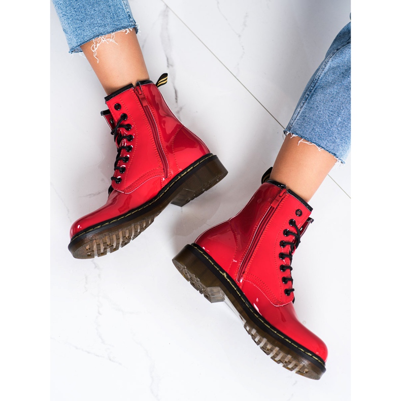 Queentina Modische lackierte Wanderschuhe rot 1