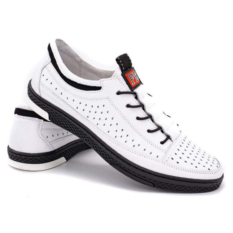 Polbut Herren Leder Sommerschuhe K22 weiß 3