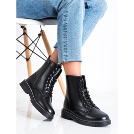 SHELOVET Modische Schnürstiefel schwarz 2