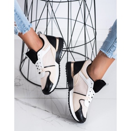 SHELOVET Bunte Sneakers mit Mesh beige schwarz 1