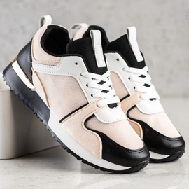 SHELOVET Bunte Sneakers mit Mesh beige schwarz 2