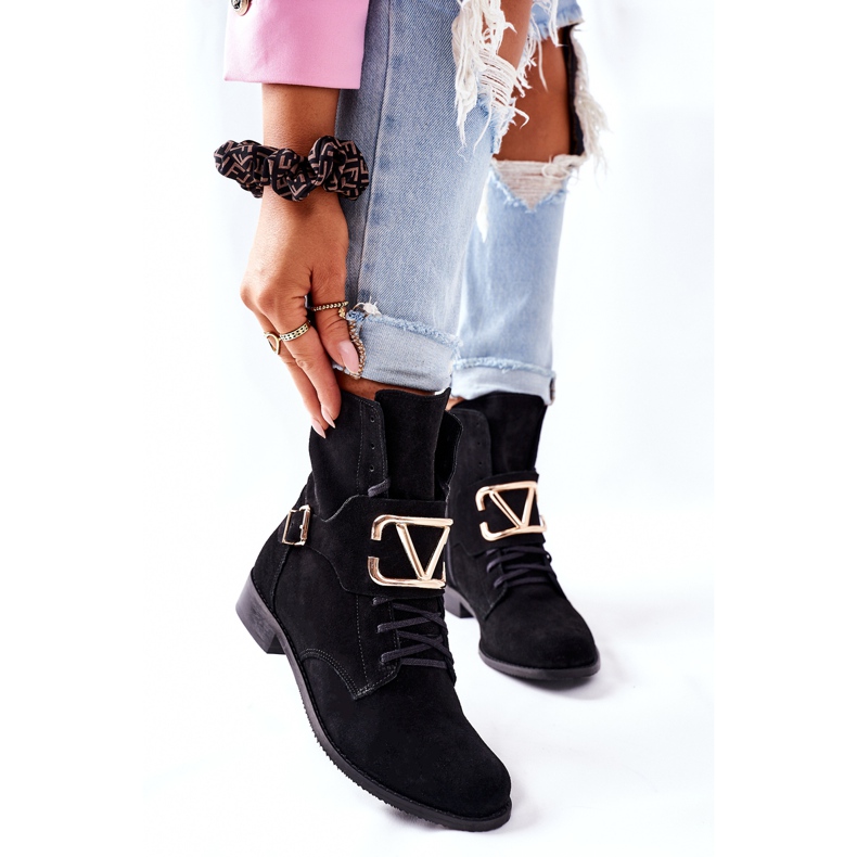 Schwarze Wildlederstiefel für Damen Nicole 2676 2