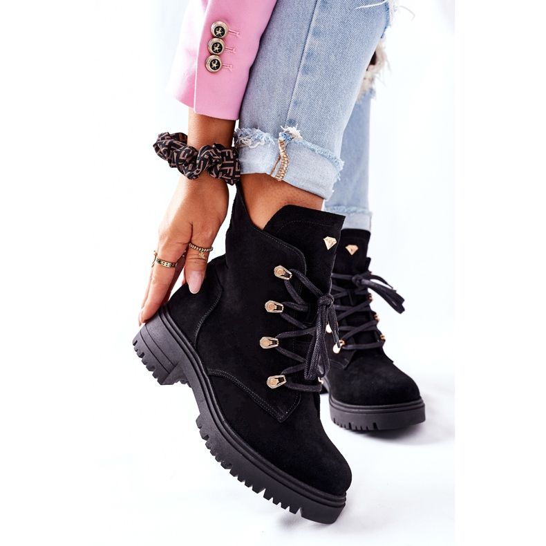 Schwarze Wildlederstiefel für Damen Nicole 2674 2