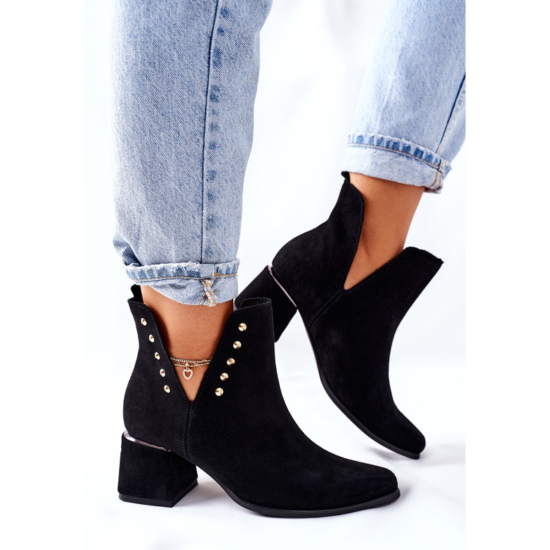 Lewski Shoes Damen Wildlederstiefel mit Ausschnitten Lewski Schwarz 3074 / B 2