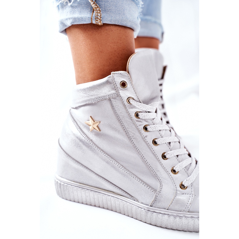 Lewski Shoes Damen Sport Lederschuhe Lewski Silber 3079 silber- 1