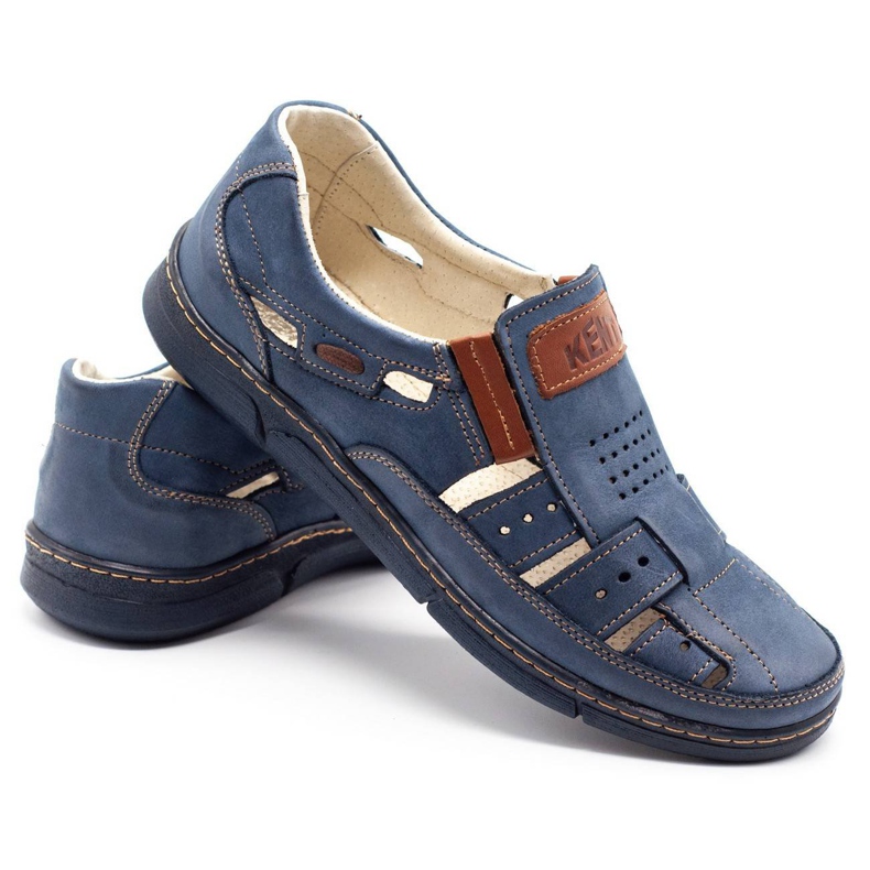 Olivier Durchbrochene 601 Herrenschuhe für den Sommer marineblau 3