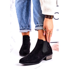 J. Star Klassische Chelsea Boots für Damen Wildleder schwarze Wanderstiefel 3