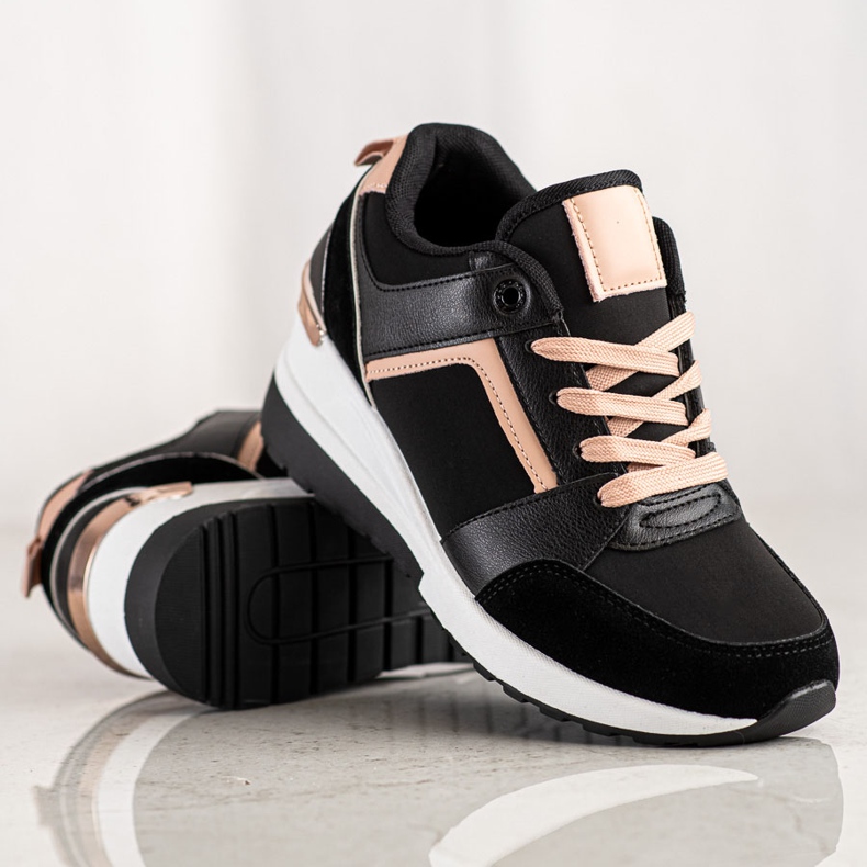 SHELOVET Keil Turnschuhe schwarz 1