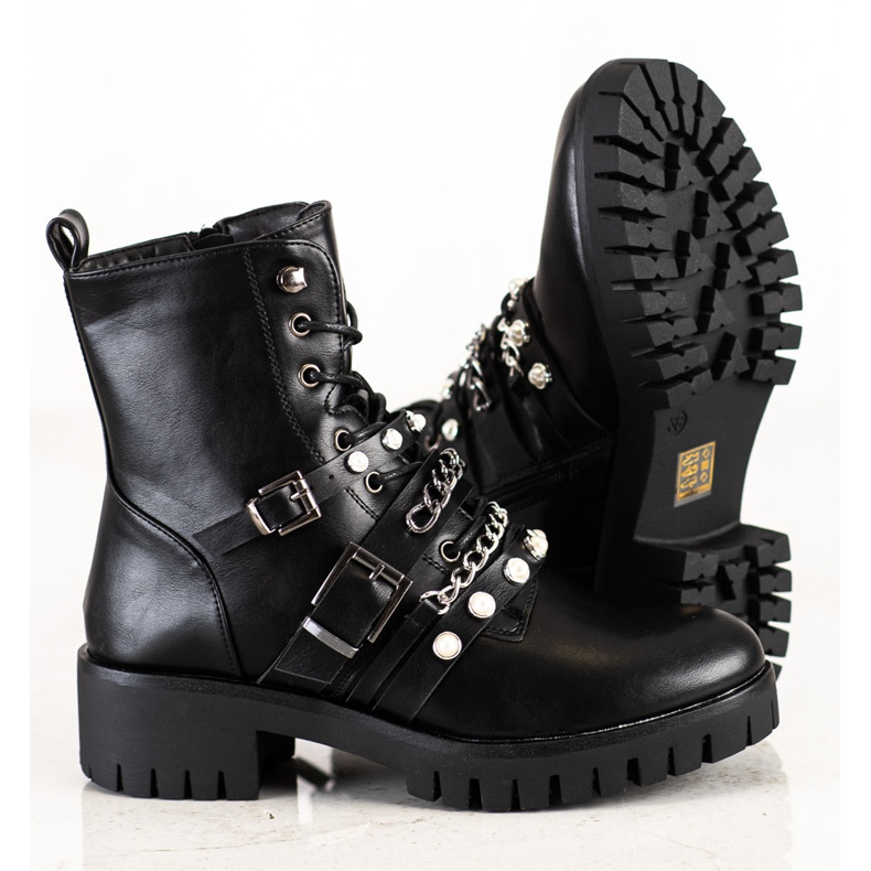 Cm Paris Modische Arbeiter mit Perlen schwarz 1