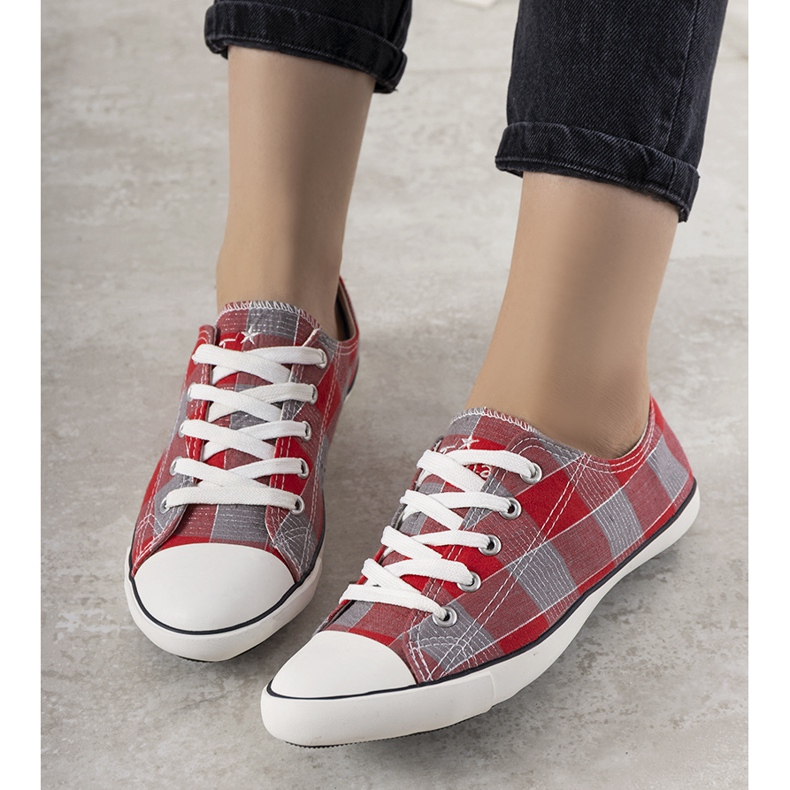 Rot karierte Sneakers für Büros grau 1