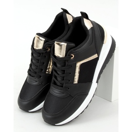 Schwarz AD-349 Schwarze Sportschuhe mit Keilabsatz 1