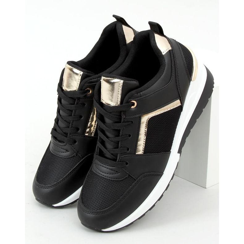 Schwarz AD-349 Schwarze Sportschuhe mit Keilabsatz 1