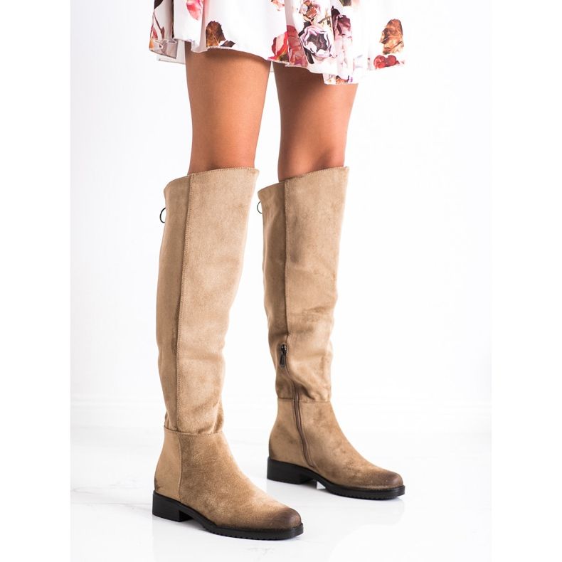 Lässige VINCEZA Stiefel aus Wildleder beige 1