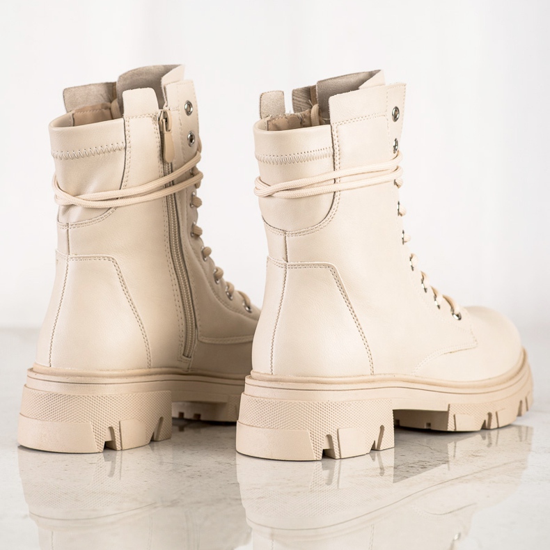 Bestelle Schnür-Worker mit Öko-Leder beige 1