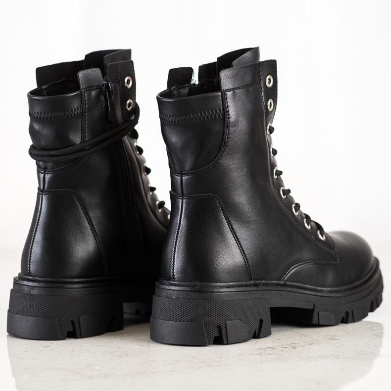 Bestelle Schnür-Worker mit Öko-Leder schwarz 1