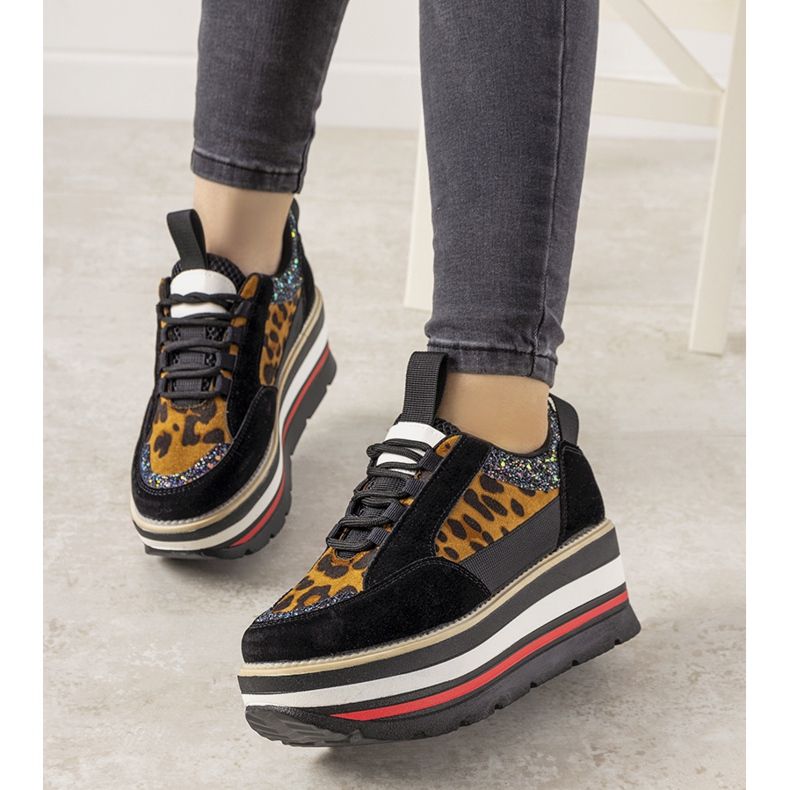 Schwarze Sneakers mit hohen Debbi-Sohlen braun 1