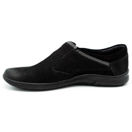KOMODO Schwarze Herren Slipper aus Leder 860K 1