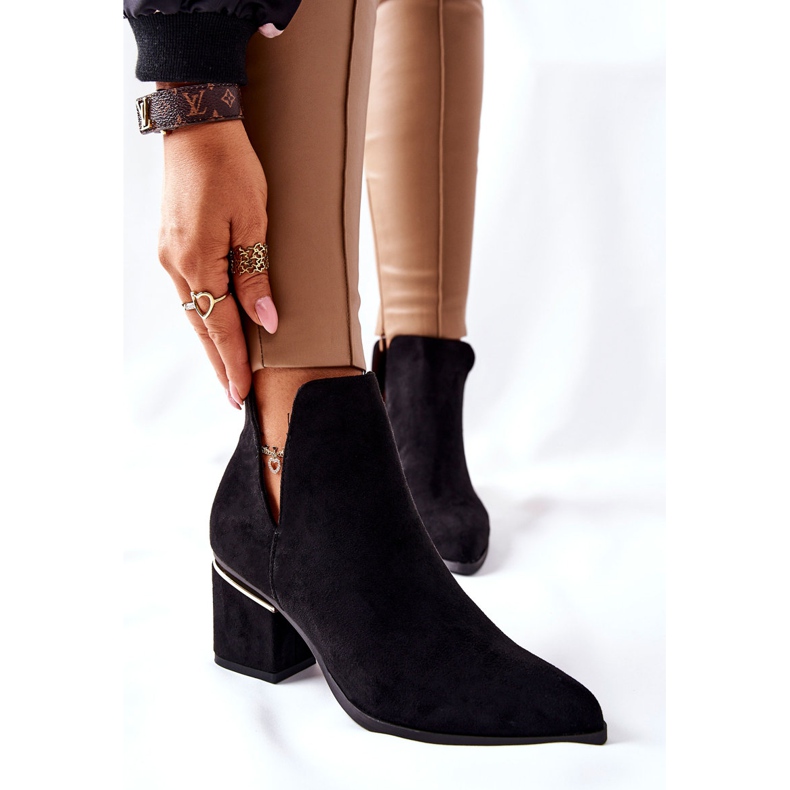 PS1 Wildlederstiefel für Damen mit Ausschnitten Schwarz Noel 1