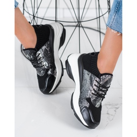 SHELOVET Slip-On Sneakers mit Schlangenprint schwarz 1