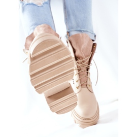 PA2 Durchbrochene Lederstiefel für Damen Beige Small Hootie 1