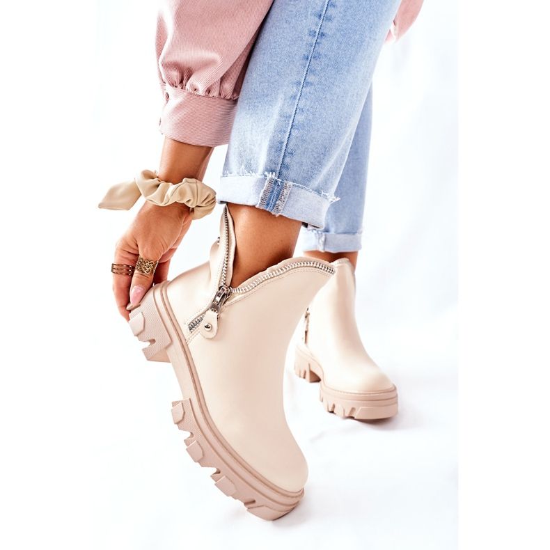 FI1 Damen Stiefeletten mit Ausschnitten Beige Rhythm 1