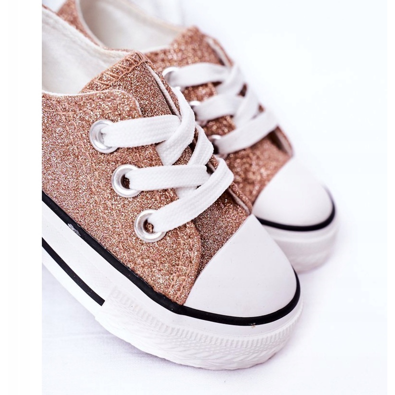 Rosa Gold Glitzer Sneakers für Kinder Bling-Bling golden 4