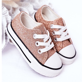 Rosa Gold Glitzer Sneakers für Kinder Bling-Bling golden 1