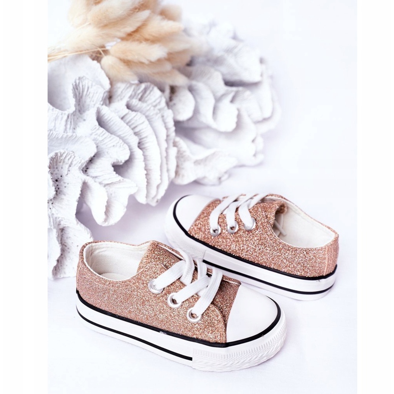 Rosa Gold Glitzer Sneakers für Kinder Bling-Bling golden 3