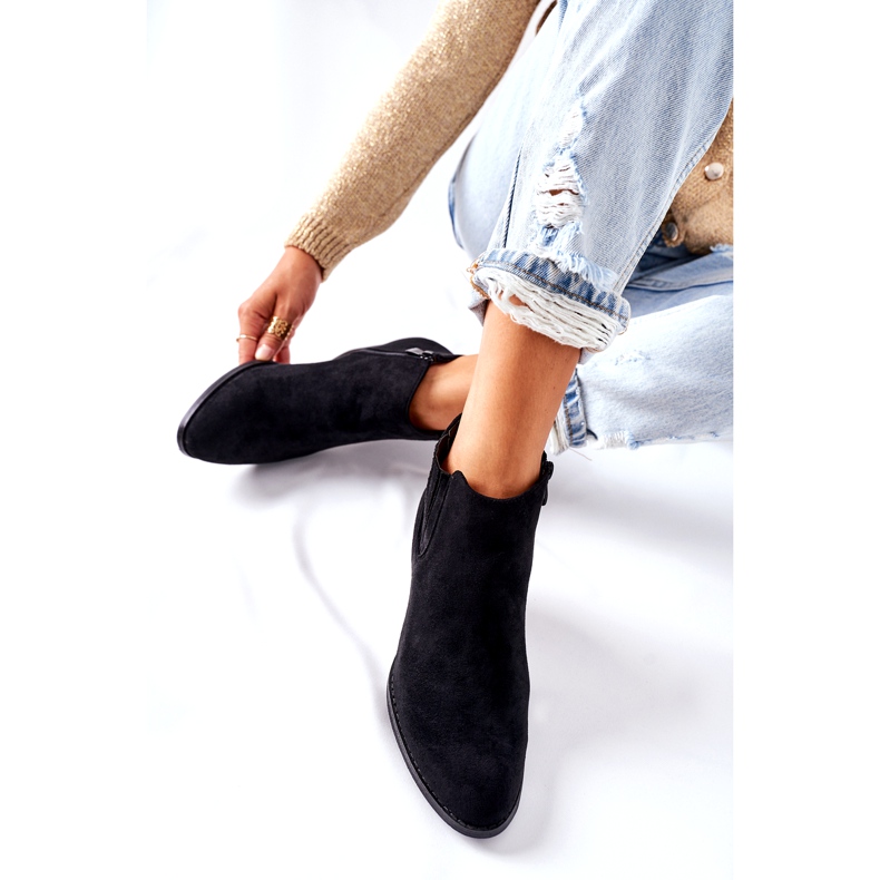 Klassische Wildlederstiefel für Damen Schwarz Flashbrook 1