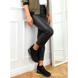 Schwarz RQ316 Schwarze Sportschuhe mit Keilabsatz 2