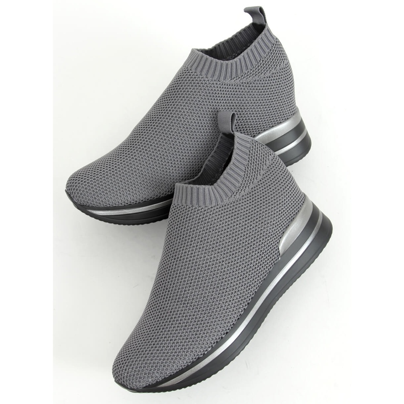 Grau RQ316 Graue Sportschuhe mit Keilabsatz 1