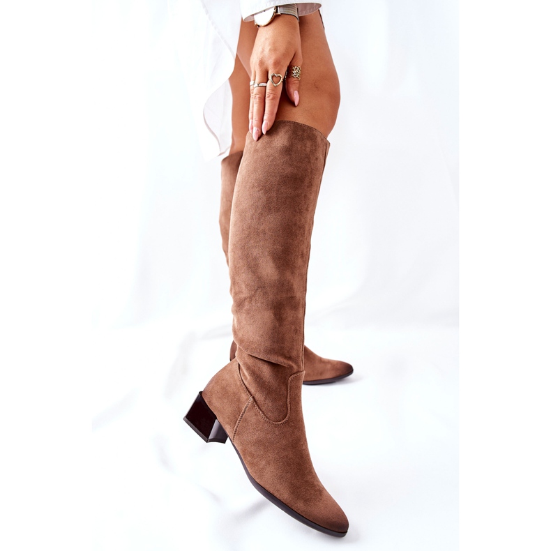 Vinceza Damenstiefel mit hohem Absatz Wildleder Beige Bolea 2