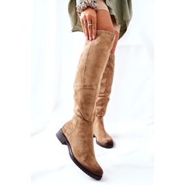 Vinceza Flache Stiefel für Damen Wildleder Beige Ardmore 1