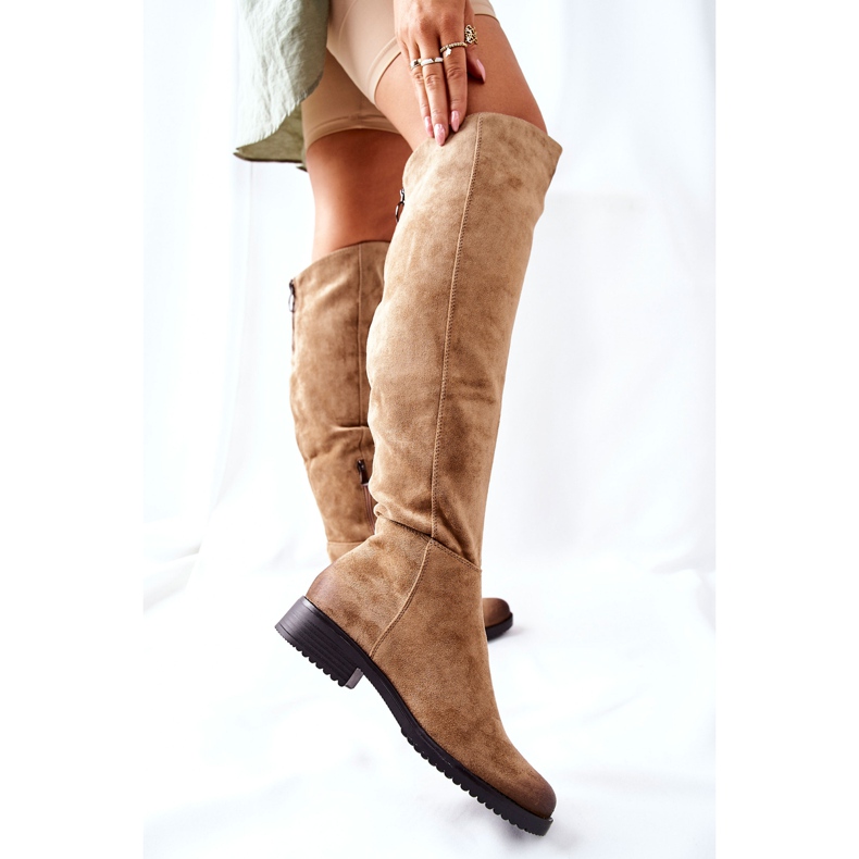 Vinceza Flache Stiefel für Damen Wildleder Beige Ardmore 2