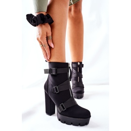 FB3 Samtstiefel für Damen mit Absatz Schwarz 1